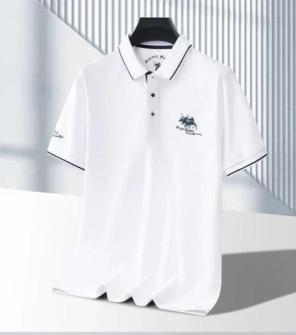 Ravicos Premium Black Polo T-Shirt with Gold Tipping | Men's Cotton Regular Fit Half Sleeve Polo