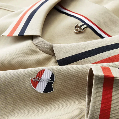 Ravicos Premium Beige Polo T-Shirt with Signature Stripe Collar | Men's Cotton Regular Fit Half Sleeve Polo
