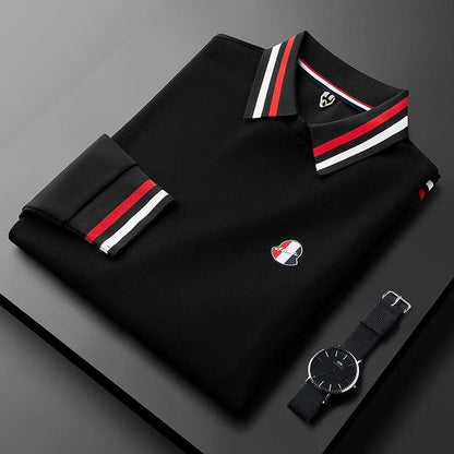 Ravicos Premium Beige Polo T-Shirt with Signature Stripe Collar | Men's Cotton Regular Fit Half Sleeve Polo